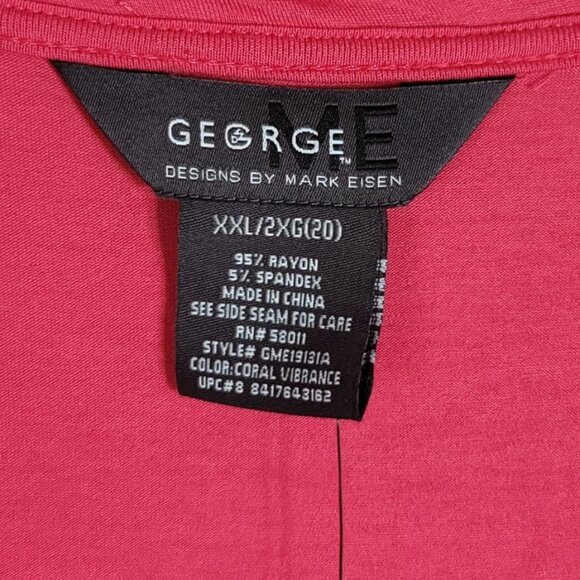 George Mark Eisen Pullover Twist Top Pink 2X Pleated Scoop Neck Short Sleeve NWT - Picture 5 of 7